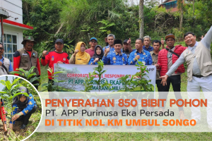 Penyerahan 850 Bibit Pohon di Titik Nol Umbul Songo oleh PT. APP Purinusa Eka Persada