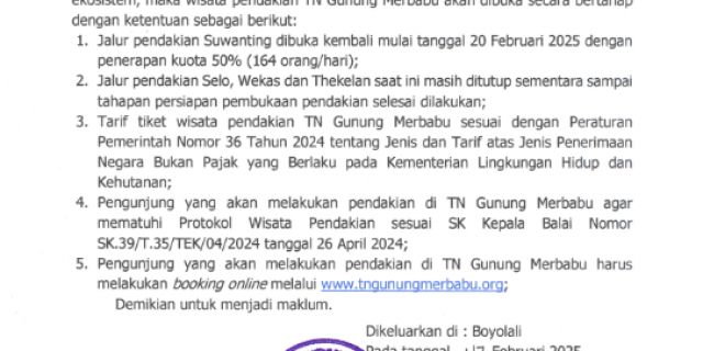 Pembukaan Obyek Wisata Pendakian Taman Nasional Gunung Merbabu